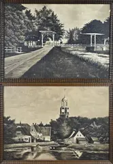 2x P. Slinger, 2x Hollands landschap, 1930, Gouache op papier