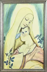 Heinrich Windelschmidt, Maria met kind, Gouache op papier