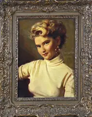 W. de Visser, Portret dame, Olieverf op linnen