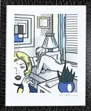 Roy Lichtenstein. litho Nadruk, Interieur met liggend vrouwelijk naakt, Roy Lichtenstein. litho Nadruk