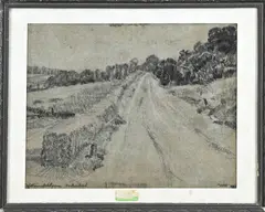 Willem Witjens, Landschap Oosterbeek, Houtskool op papier