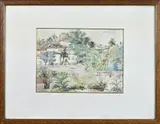 J. Corin Hijeres, Mediterraans dorpsgezicht, 1898, Aquarel op papier