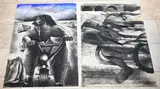 Motorrijders by Twee grote werken van Rafaël Castellon, 2x Pastel met motorrijders, offered Jan 2026