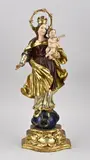Madonna, H 56 cm., Grote 18e eeuws vergulde, en origineel gepolychromeerde Madonna van lindenhout
