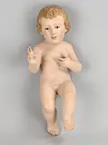 31 cm. by Antiek houtgestoken putti & kindje Jezus, offered Jan 2026