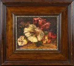 Theo Goedvriend, Stilleven paddenstoelen, Olieverf op paneel