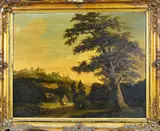Ongesigneerd? 19e Eeuw, Berglandschap met huis en figuren