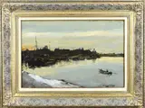 Wetering De Rooij, Hollands havengezicht in winter, Olieverf op linnen