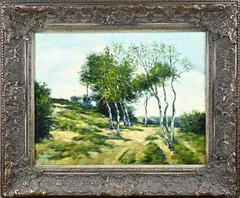 W. Welther, Berkenbomen, Olieverf op linnen
