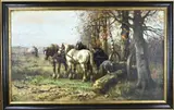 C. Verschuur, Houtvesters met Mallejan bij bos