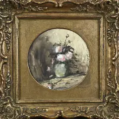 Hubert Bellis, Vaas met rozen, Aquarel op papier
