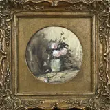 Hubert Bellis, Vaas met rozen, Aquarel op papier
