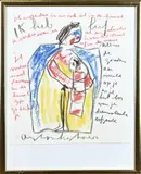 Anton Heyboer, Figuur met tekst, Pastel op papier