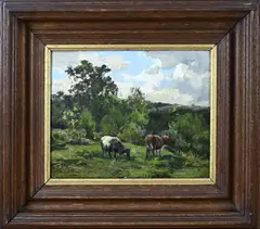 Koeien in berglandschap by Clément Quinton, Olieverf op schilderskarton, offered Oct 2025