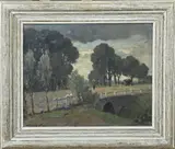 Wetering De Rooij, Landschap met brug, Olieverf op linnen