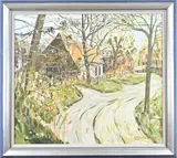 Cor Van Loenen, Boerderij met zandpad, Olieverf op linnen