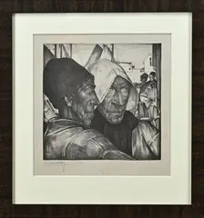 Willem van den Berg, Vissers, Litho op papier