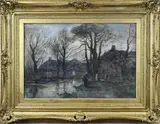 Gerardus Johannes Roermeester, Vrouw bij rivier, Aquarel op paier