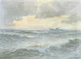 Henk Dekker, Stoomvrachter op volle zee, Olieverf op linnen