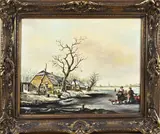 H. Lempens, Hollandse winter, Olieverf op linnen