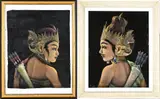 2x Indonesië, Indonesiche vrouw + man, Olieverf op velours
