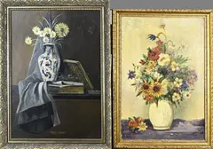 Twee olieverf schilderijen, Bloemstilleven, Twee olieverf schilderijen