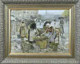 Adriaan la Rivière, Markt met figuren, Olieverf op linnen