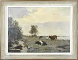 Gerard Altmann, Hollands landschap met koeien, Olieverf op linnen