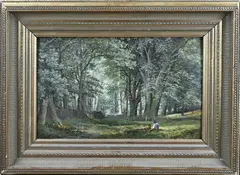 Bosgezicht by Onduid. gesign., Olieverf op paneel, offered Oct 2025