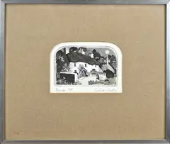 Cottage met figuren (Borage) by Graham Clarke, Kleurets op papier, offered Oct 2025