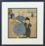 Rie Cramer, Volendamse vissers-kinderen, Litho op papier