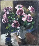 Elise Dom, Rozen en cactusplantje, Olieverf op linnen