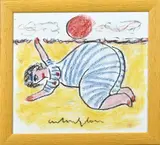 Anton Heyboer, Vrouw op strand, Pastel op papier