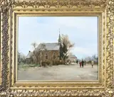 Figuren gaan naar kerk in Bladel by Adriaan Groenewegen, Olieverf op linnen, offered Jul 2025