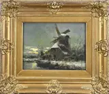Constant Artz, Wintergezicht, Olieverf op paneel