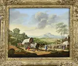 J.M. Moreau, Bergachtig landschap, Olieverf op linnen