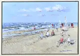 A. van Noort, Strandgezicht, Olieverf op linnen