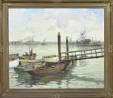 Gerard Wiegman, Rotterdamse haven, Olieverf op linnen
