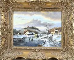 B. Veger, Winters landschap, Olieverf op linnen