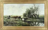C. Verschuur, Landschap met koeien en melkende boer