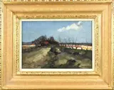 Jan H. Kaemmerer, Hollands landschap met bloembollenveld, Olieverf op linnen