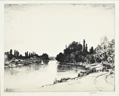 John Fullwood, Riviergezicht 'Thames', Ets op papier