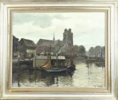 Thomas van Heck, Haven Dordrecht, Olieverf op linnen