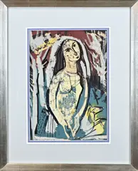 Chris de Moor, naakt + Boek, Christian de Moor 199-1981, voorstellend vrouwelijk naakt gouache op papier