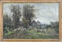 J.J. van der Stap, Hollands landschap, Olieverf op linnen