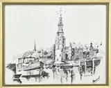 Dirk Kruizinga, Westertoren Amsterdam, Houtskool op papier