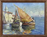 Raymond Rif, Haven Barques St. Tropez, Olieverf op linnen