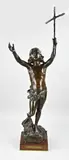 Zeer groot antiek bronzen figuur, 103 cm.