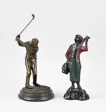 2x Bronzen beeld, Golfer