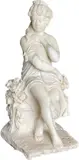 R. Poline, Zittende dame op rots met rozen, 1899, Groot, 19e eeuws marmeren beeld van R